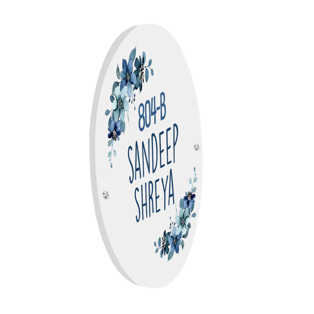 Round Name Plate Red Floral Design Nameplate for Home - Available in Wood and Acrylic - Image 18