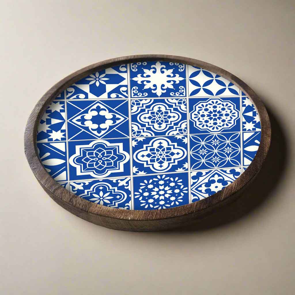 Round Platters for Serving Mango Wood Tray For Dry Snacks - Spanish Design - Image 2