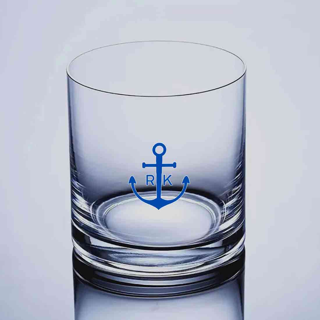 Scotch Whiskey Glasses with Initial - Colored Printed Alcohol Glass