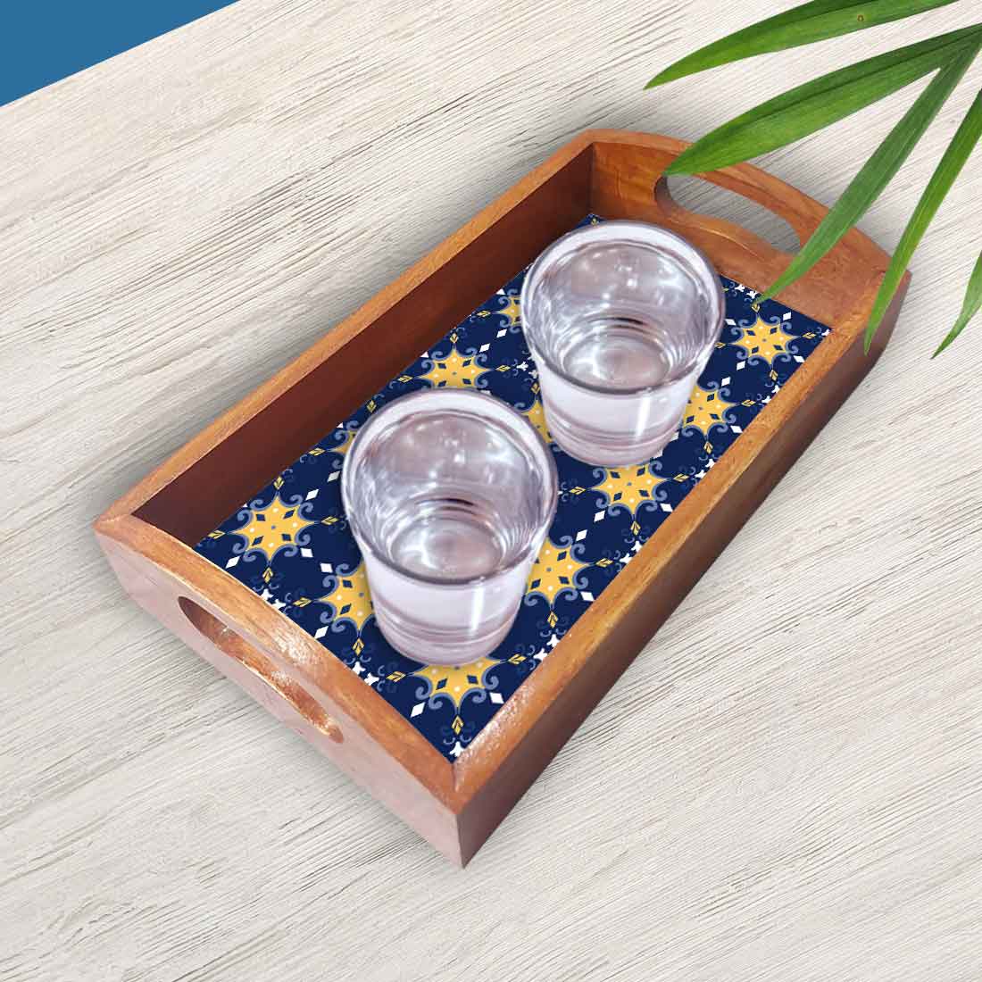 Decorative Rectangular Tea Serving Tray Set of 3 for Kitchen Use - Image 3