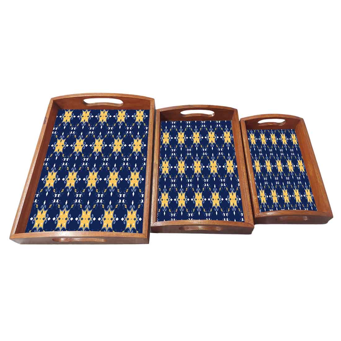 Decorative Rectangular Tea Serving Tray Set of 3 for Kitchen Use - Image 4