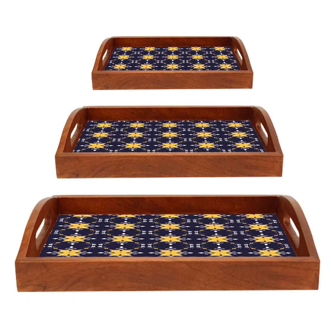 Decorative Rectangular Tea Serving Tray Set of 3 for Kitchen Use - Image 6