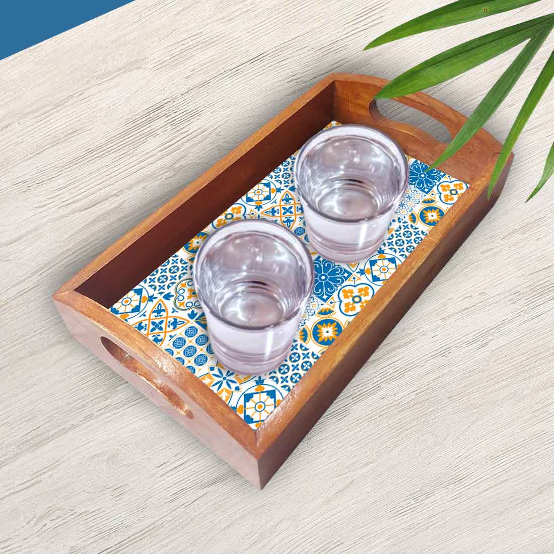 Serving Tray for Kitchen Set Of 3 With Handle Designer Trays - Image 2