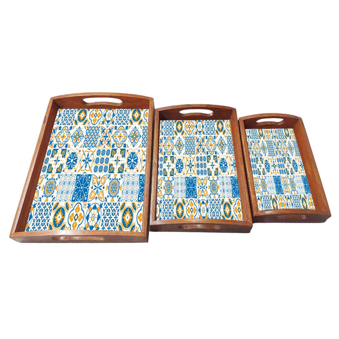 Serving Tray for Kitchen Set Of 3 With Handle Designer Trays - Image 3