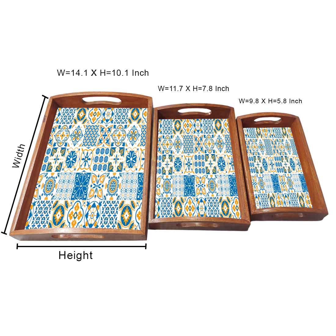 Serving Tray for Kitchen Set Of 3 With Handle Designer Trays - Image 4
