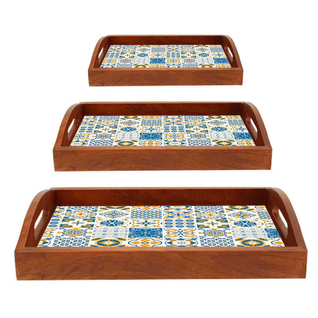 Serving Tray for Kitchen Set Of 3 With Handle Designer Trays - Image 5