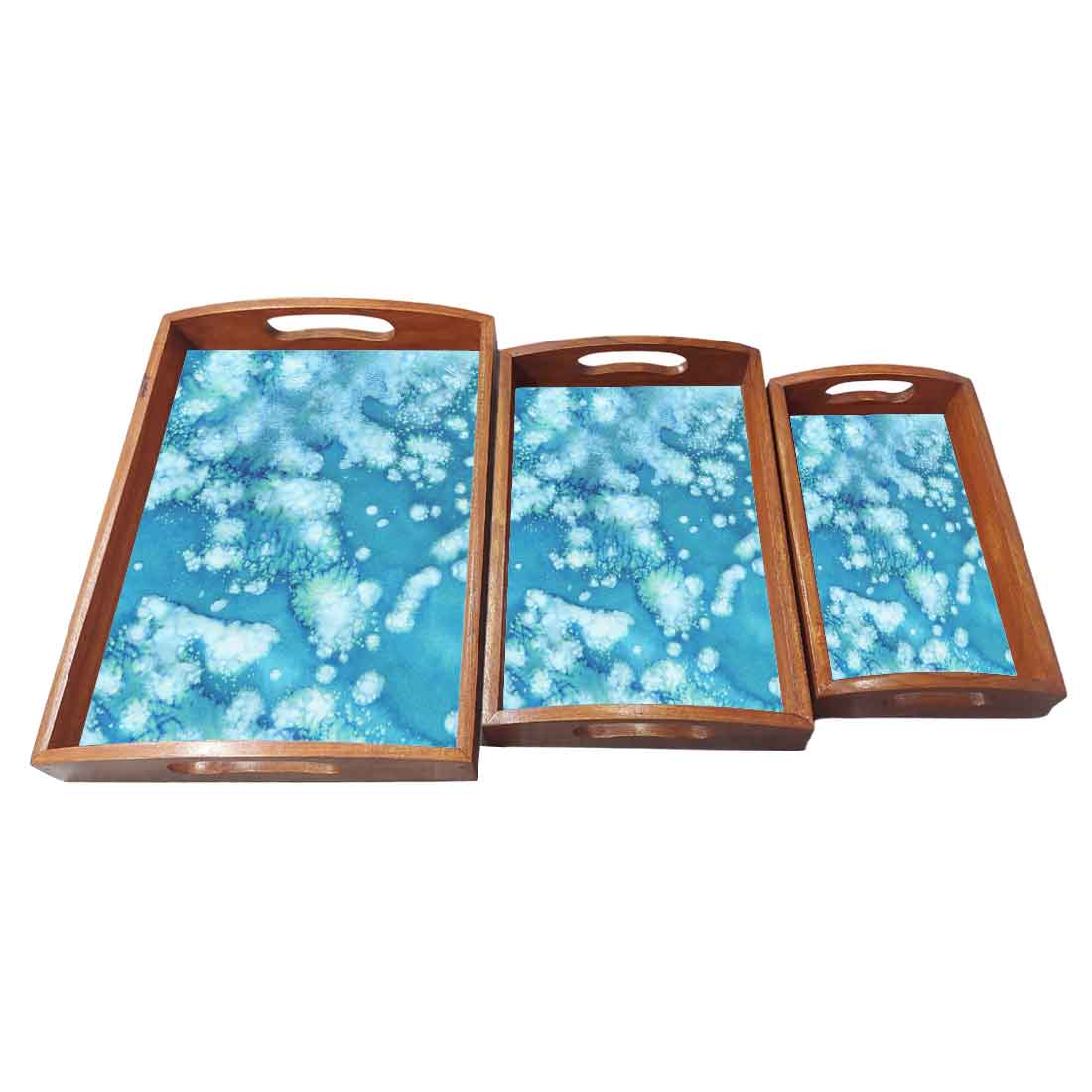 Wooden Designer Serving Trays for Serving Snacks Breakfast Set of 3 - Image 4