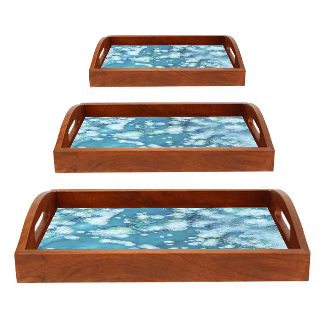Wooden Designer Serving Trays for Serving Snacks Breakfast Set of 3 - Image 6
