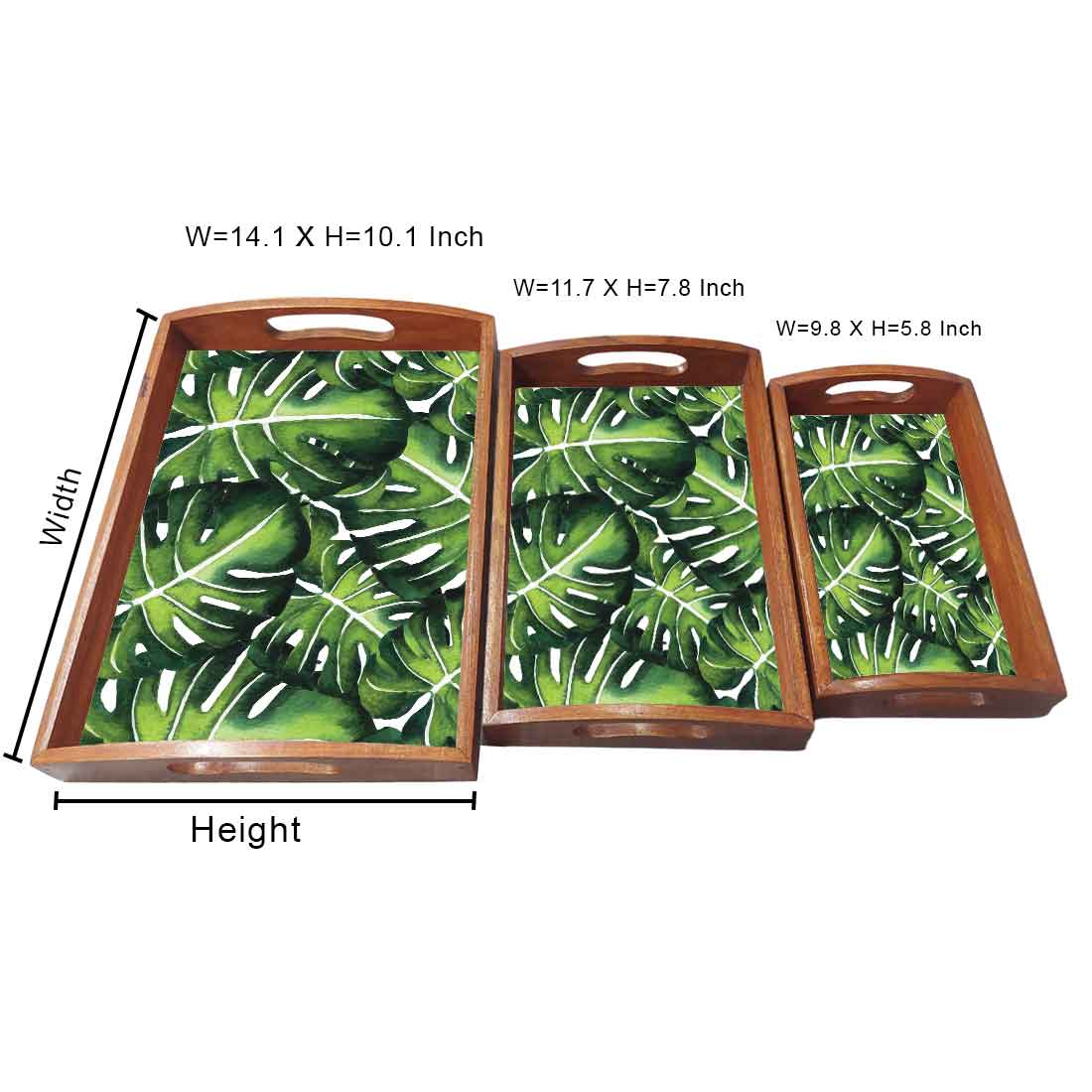 Designer Wooden Food Platter Trays for Serving Nesting Tray Set - Monstra Leaf - Image 5