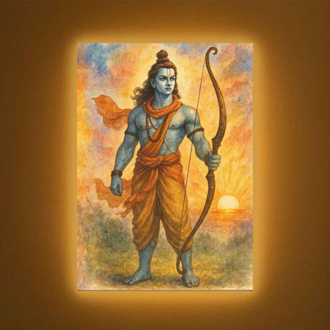 Shree Ram Photo Frame with LED Light – Spiritual Wall Décor for Home, Temple & Gifting