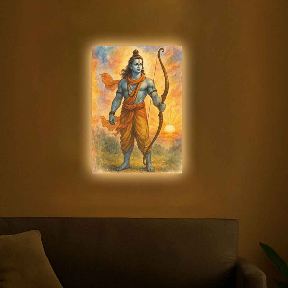 Shree Ram Photo Frame with LED Light – Spiritual Wall Décor for Home, Temple & Gifting - Image 2