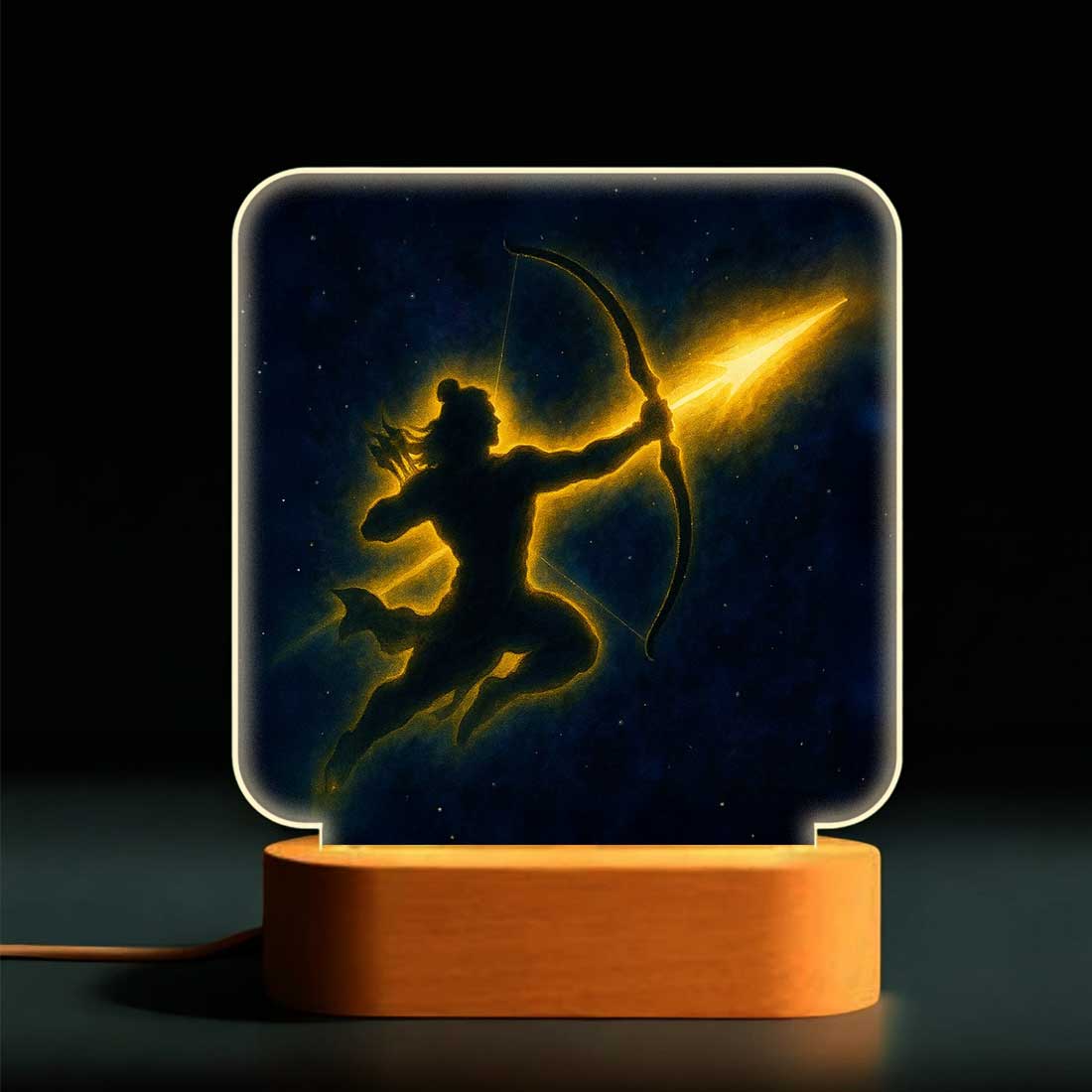 Shri Ram LED Night Lamp – Devotional Light for Home Temple, Wood Base Gift for Diwali - Image 2