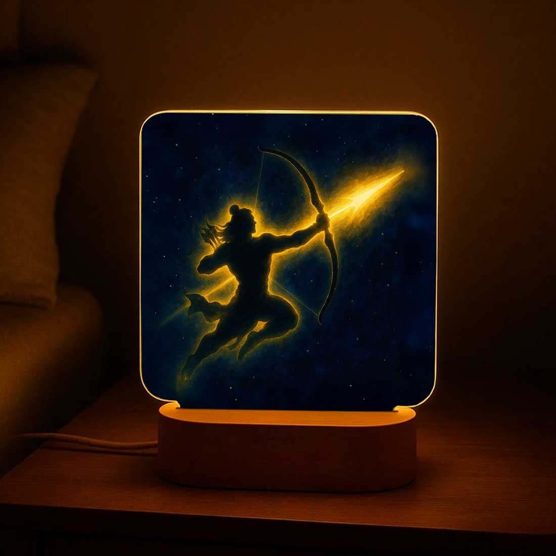 Shri Ram LED Night Lamp – Devotional Light for Home Temple, Wood Base Gift for Diwali - Image 4