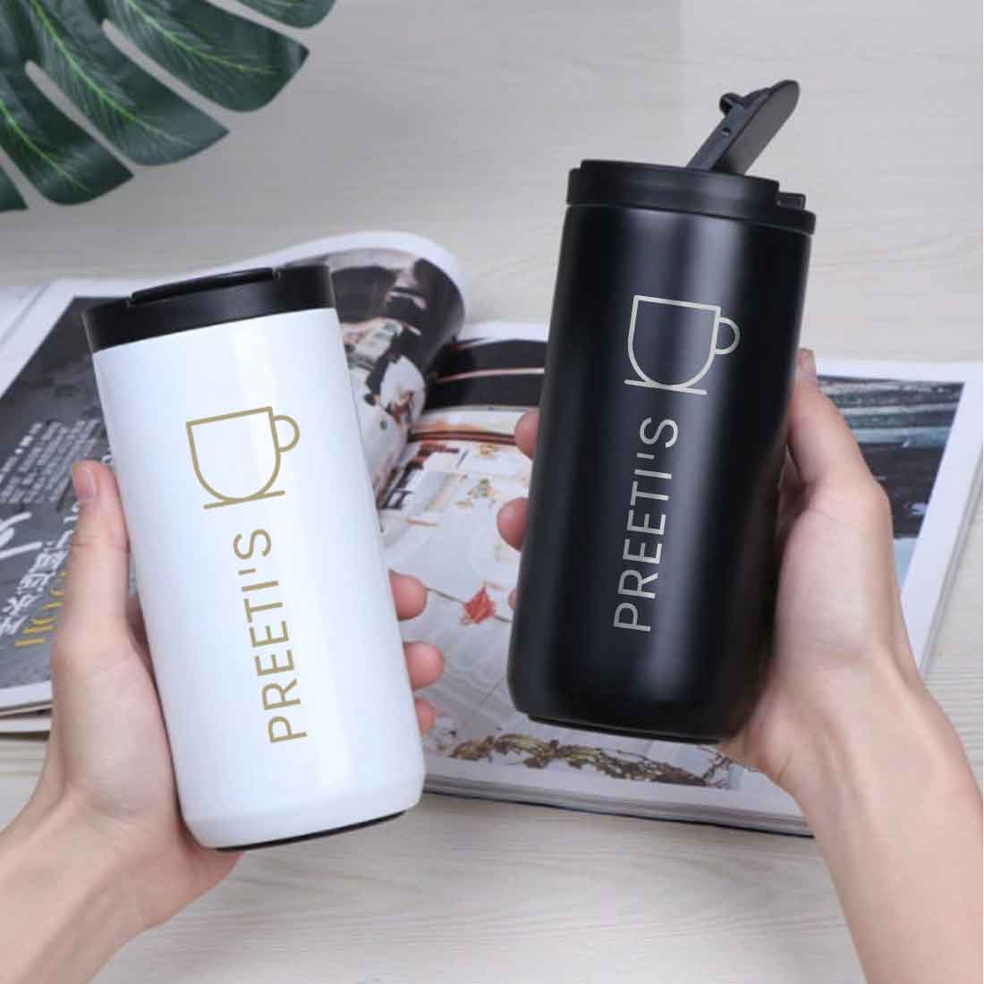 Customized Small Coffee Tumbler Cup for Office Travel Home (400 ML) - Tea Lover - Image 11