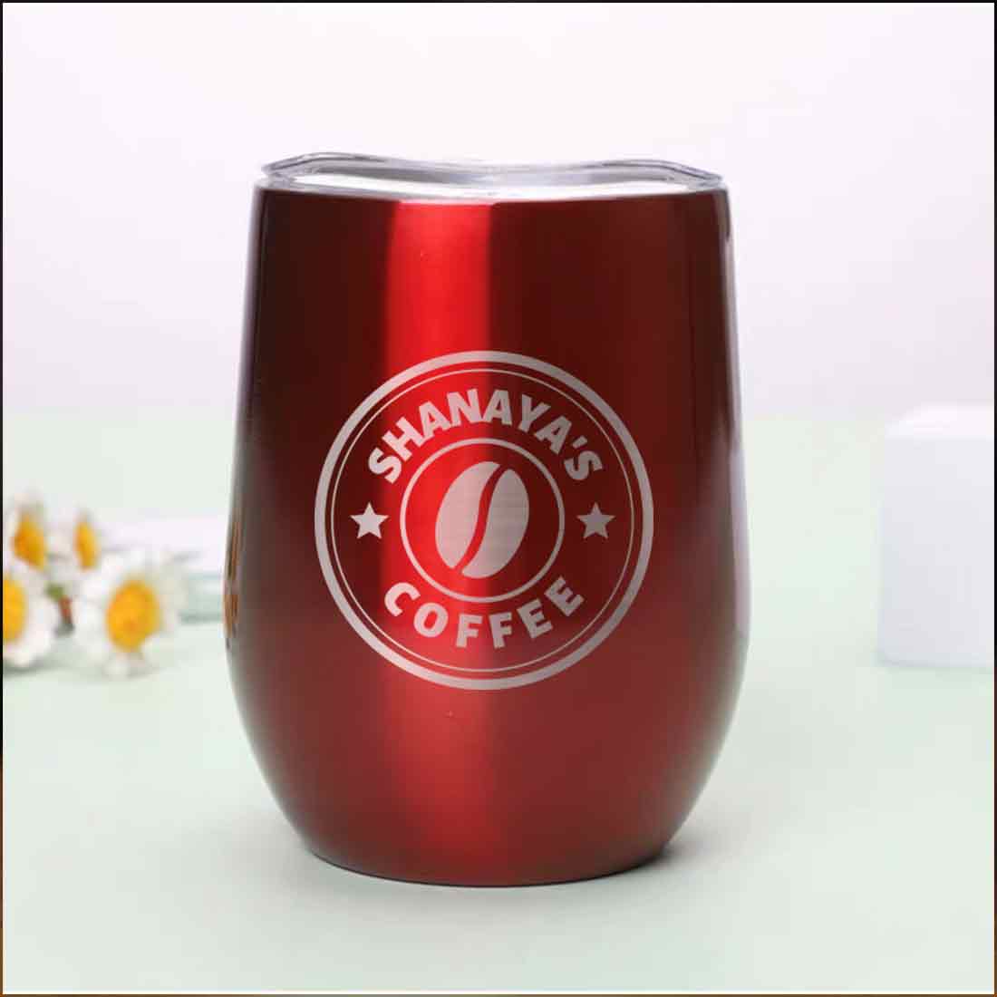 Customized Small Coffee Tumbler for Travelling with Name Engraved Design (350 ML) - Coffee - Image 22