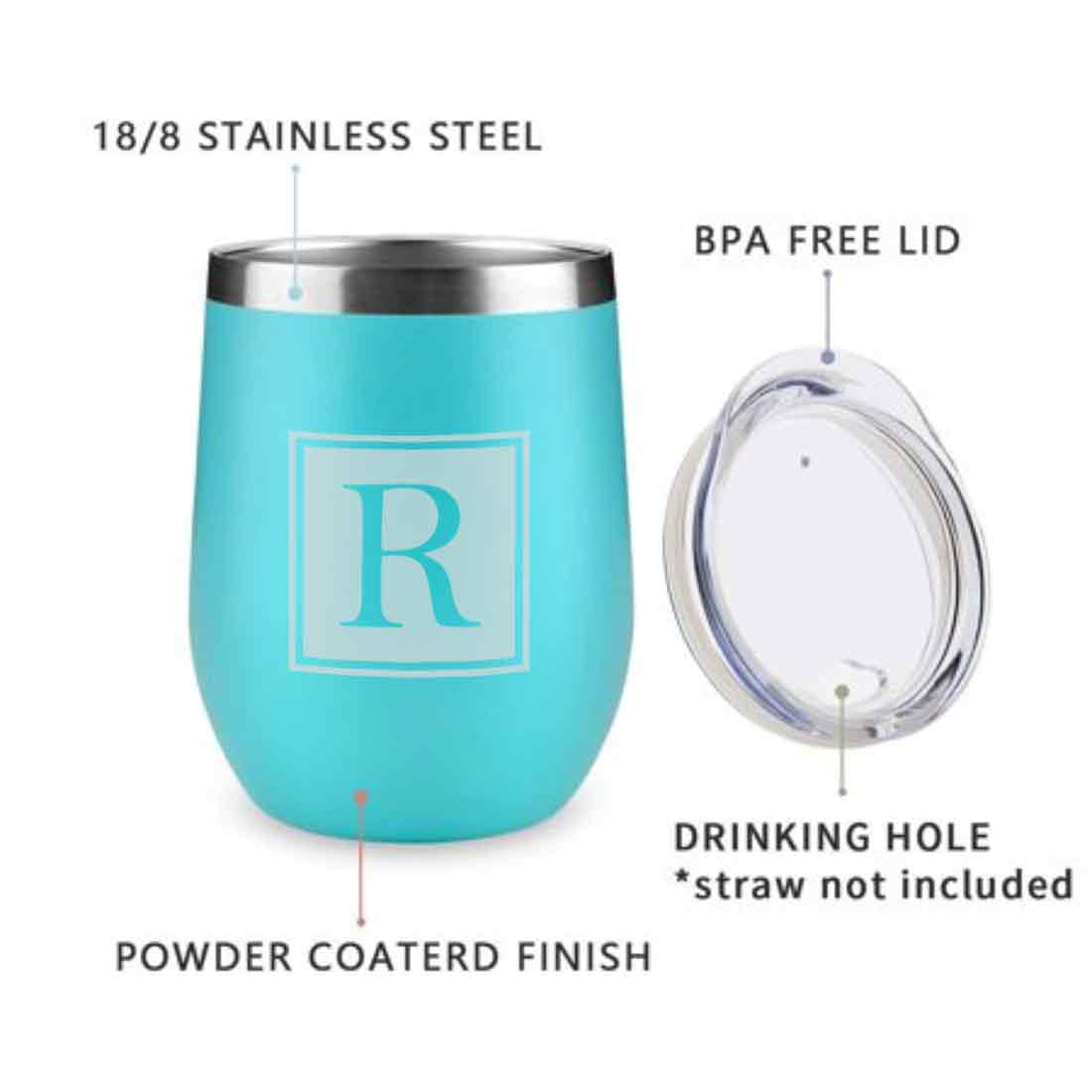 Personalised Small Coffee Tumbler for Travelling Engraved Stainless Steel Mug (350 ML) - Monogram - Image 16