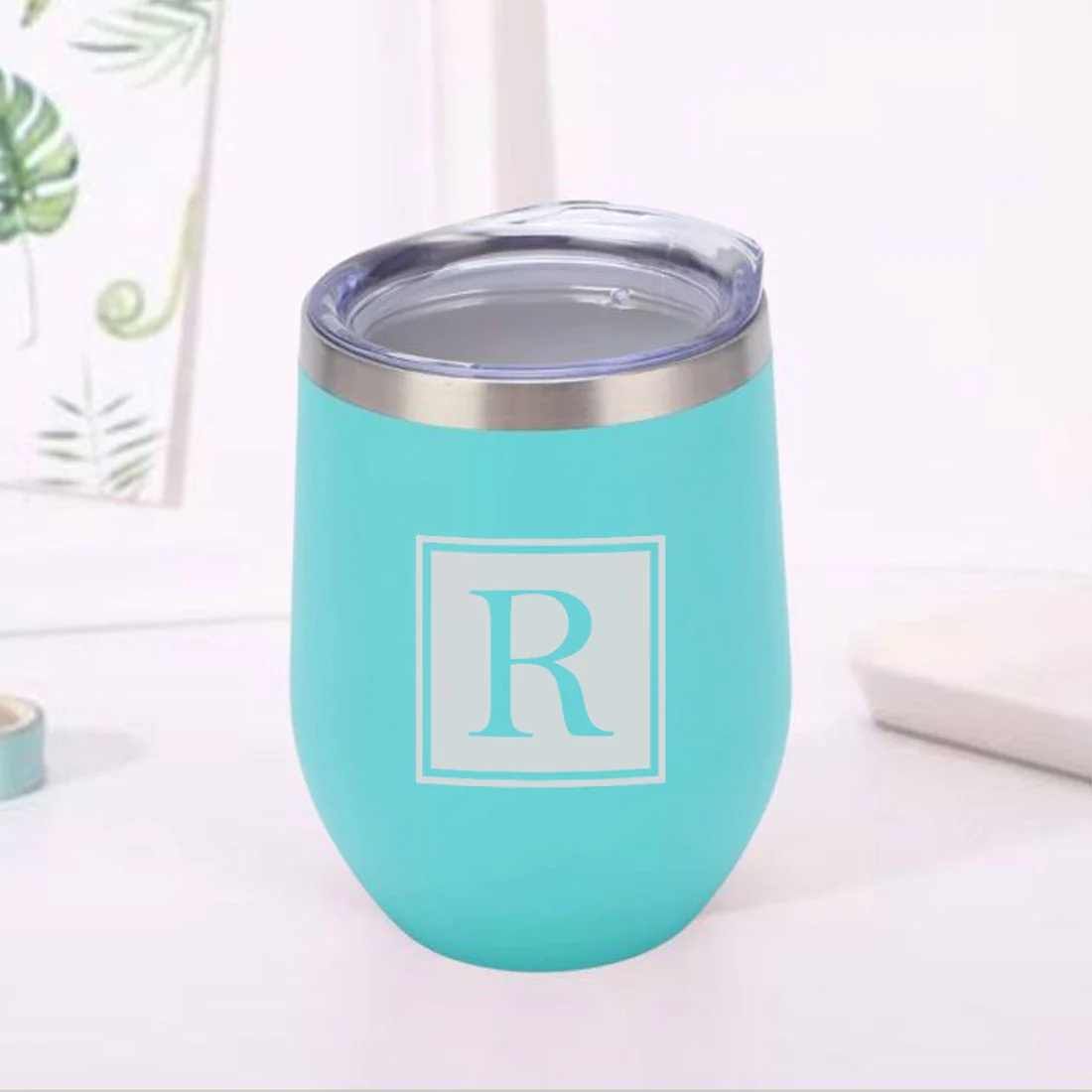 Personalised Small Coffee Tumbler for Travelling Engraved Stainless Steel Mug (350 ML) - Monogram - Image 19
