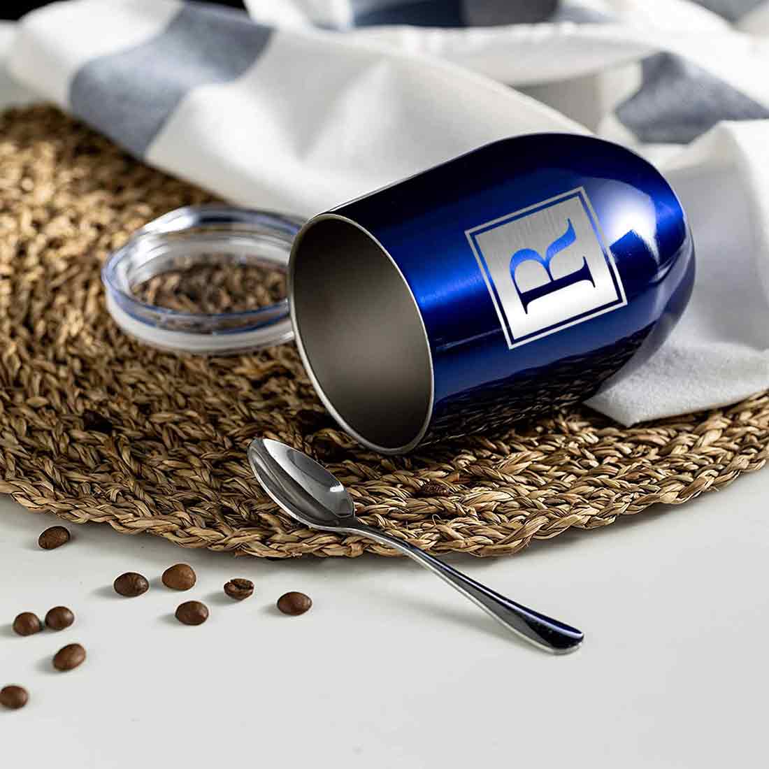 Personalised Small Coffee Tumbler for Travelling Engraved Stainless Steel Mug (350 ML) - Monogram - Image 30