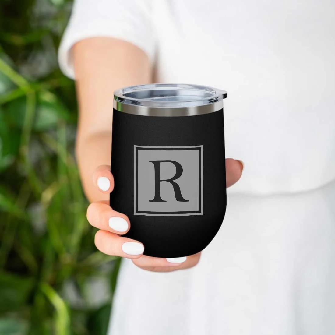 Personalised Small Coffee Tumbler for Travelling Engraved Stainless Steel Mug (350 ML) - Monogram - Image 5