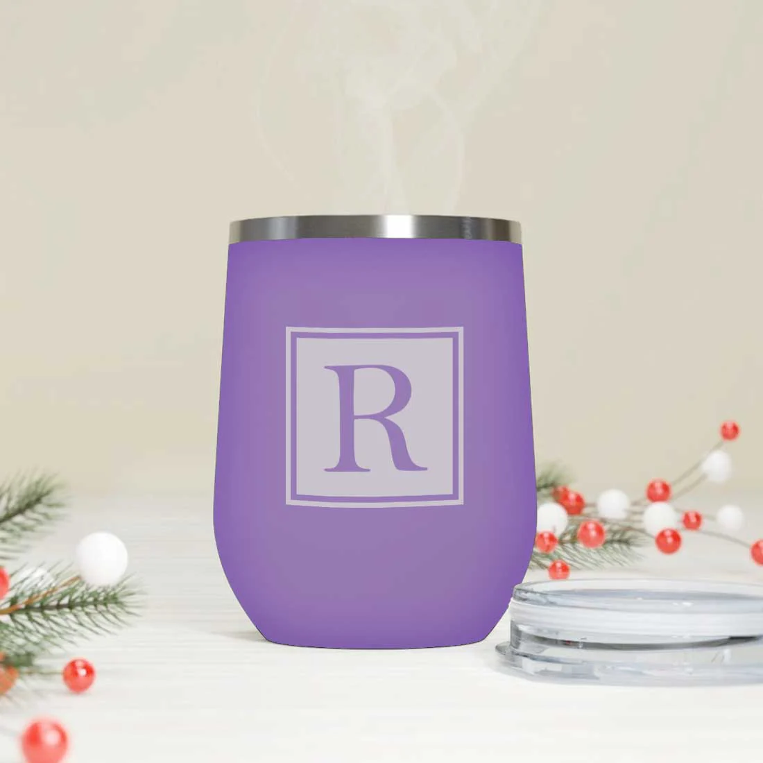 Personalised Small Coffee Tumbler for Travelling Engraved Stainless Steel Mug (350 ML) - Monogram - Image 8