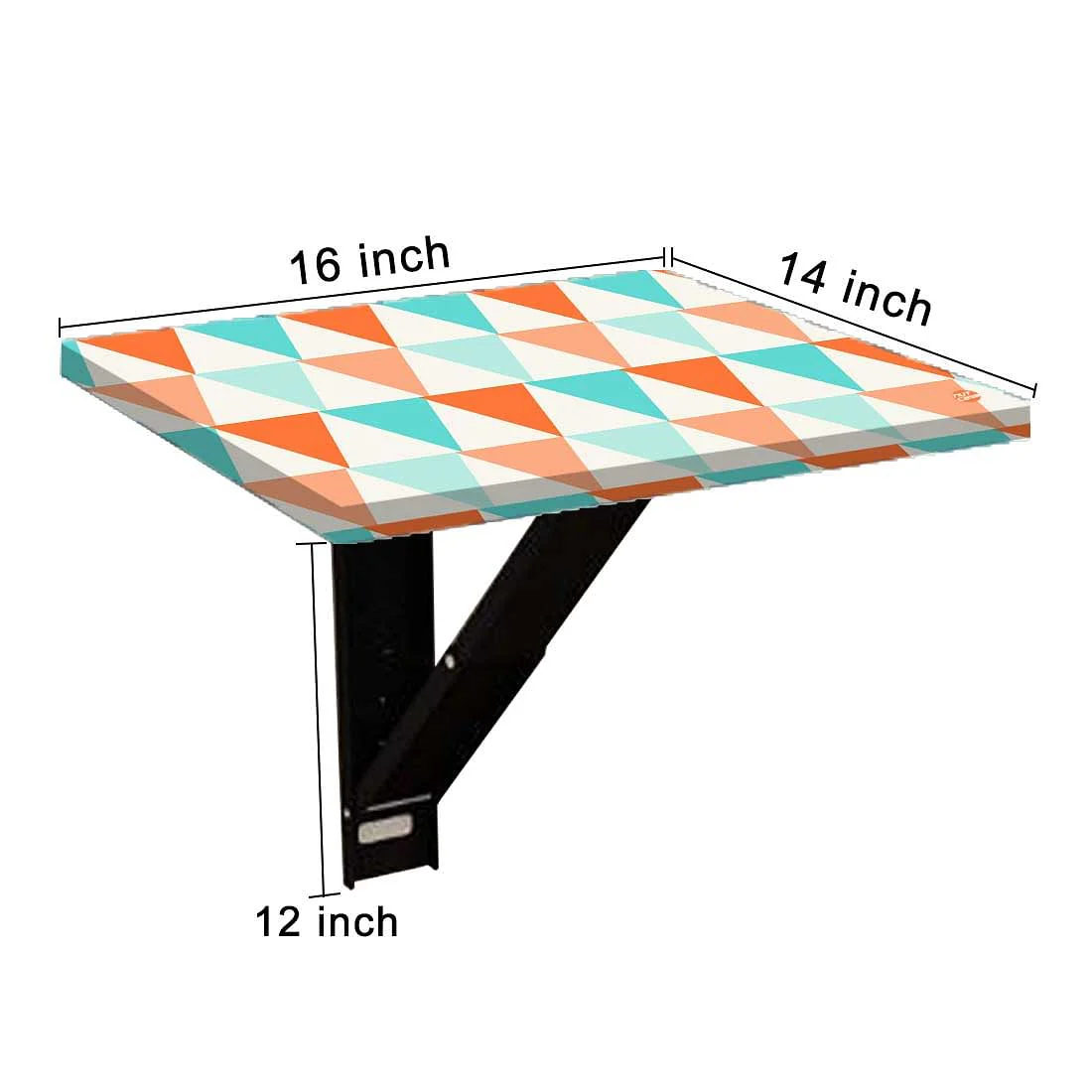 Wall Mounted Night Table For Bedroom - Orange and Mint Triangles - Image 9