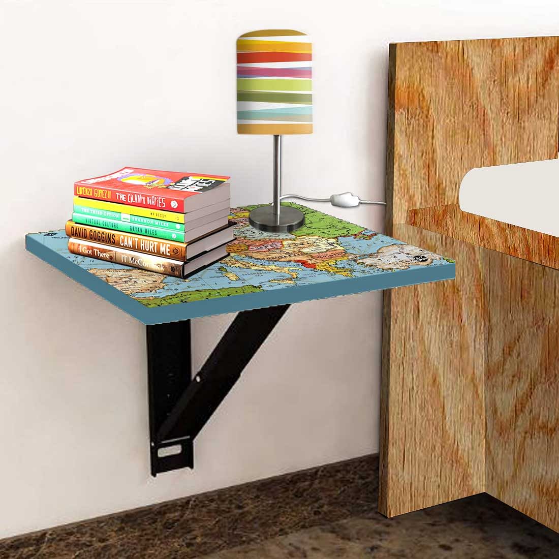 Fold Down Table Wall Mounted with Desk - World Map - Image 4