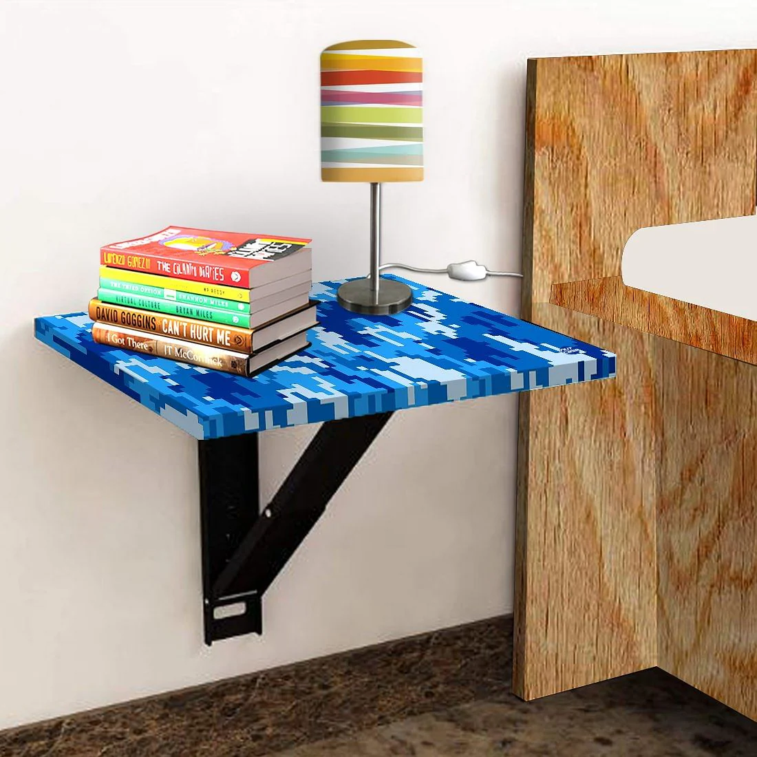 Tv Setup Box Stand Wall Mount - 8 Bit Camouflage Blue Navy - Image 4