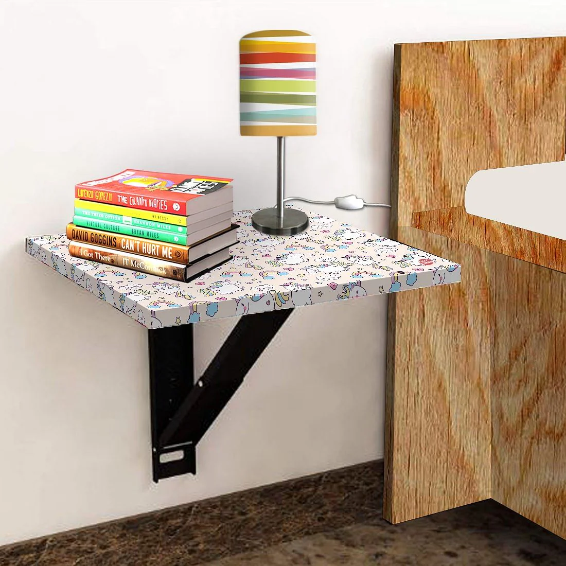 Folding Wall Mount Bedside Table - Unicorn - Image 4
