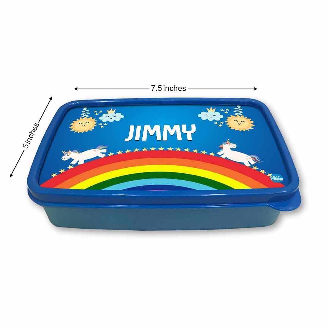 Personalized Snack Box for Kids Plastic Lunch Box for Boys -Rainbow & Unicorn - Image 5