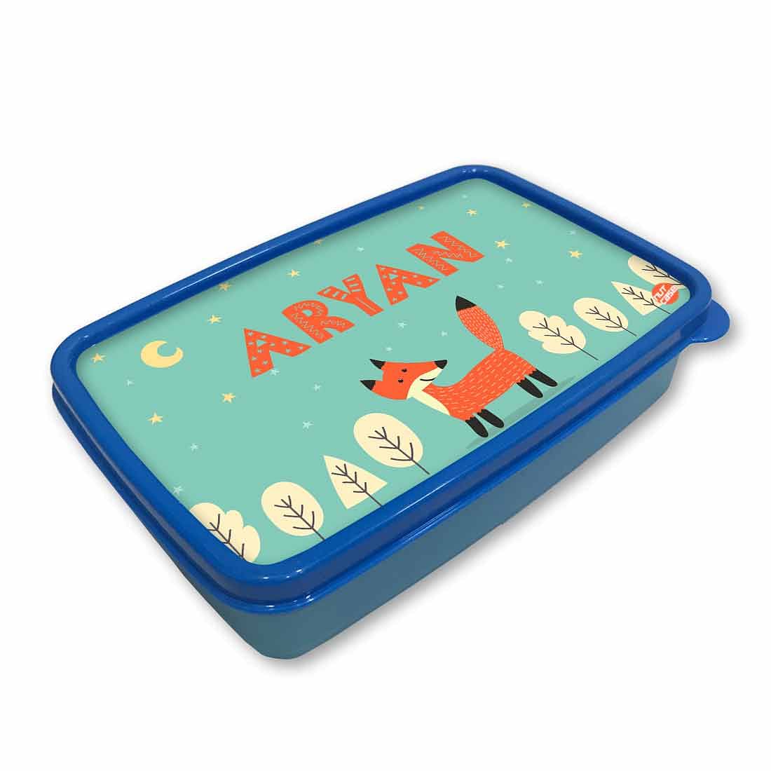 Personalized Snack Box for Kids Plastic Lunch Box for Boys -Fox & Tree - Image 2