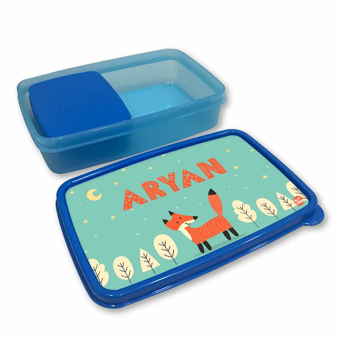Personalized Snack Box for Kids Plastic Lunch Box for Boys -Fox & Tree - Image 3