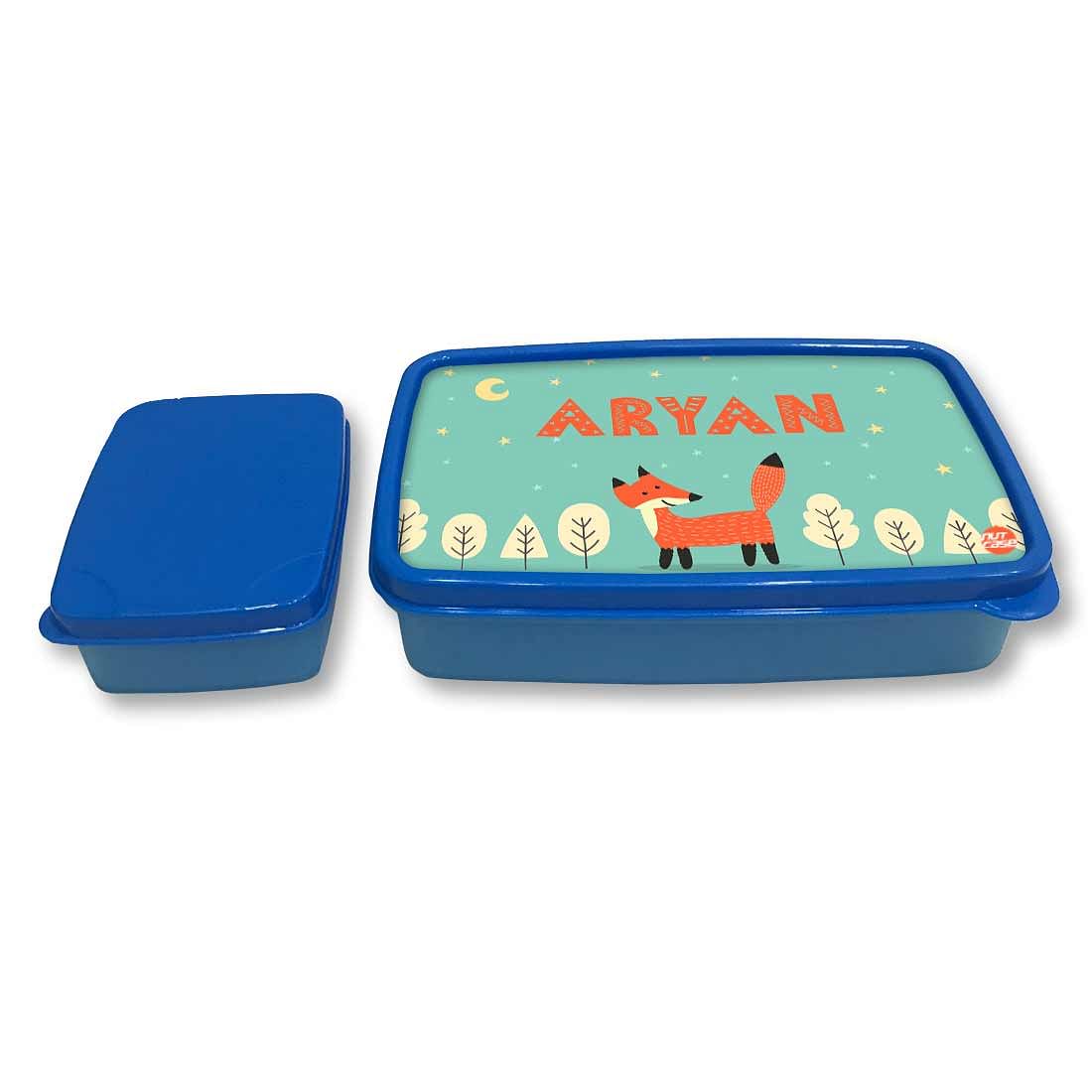 Personalized Snack Box for Kids Plastic Lunch Box for Boys -Fox & Tree - Image 4