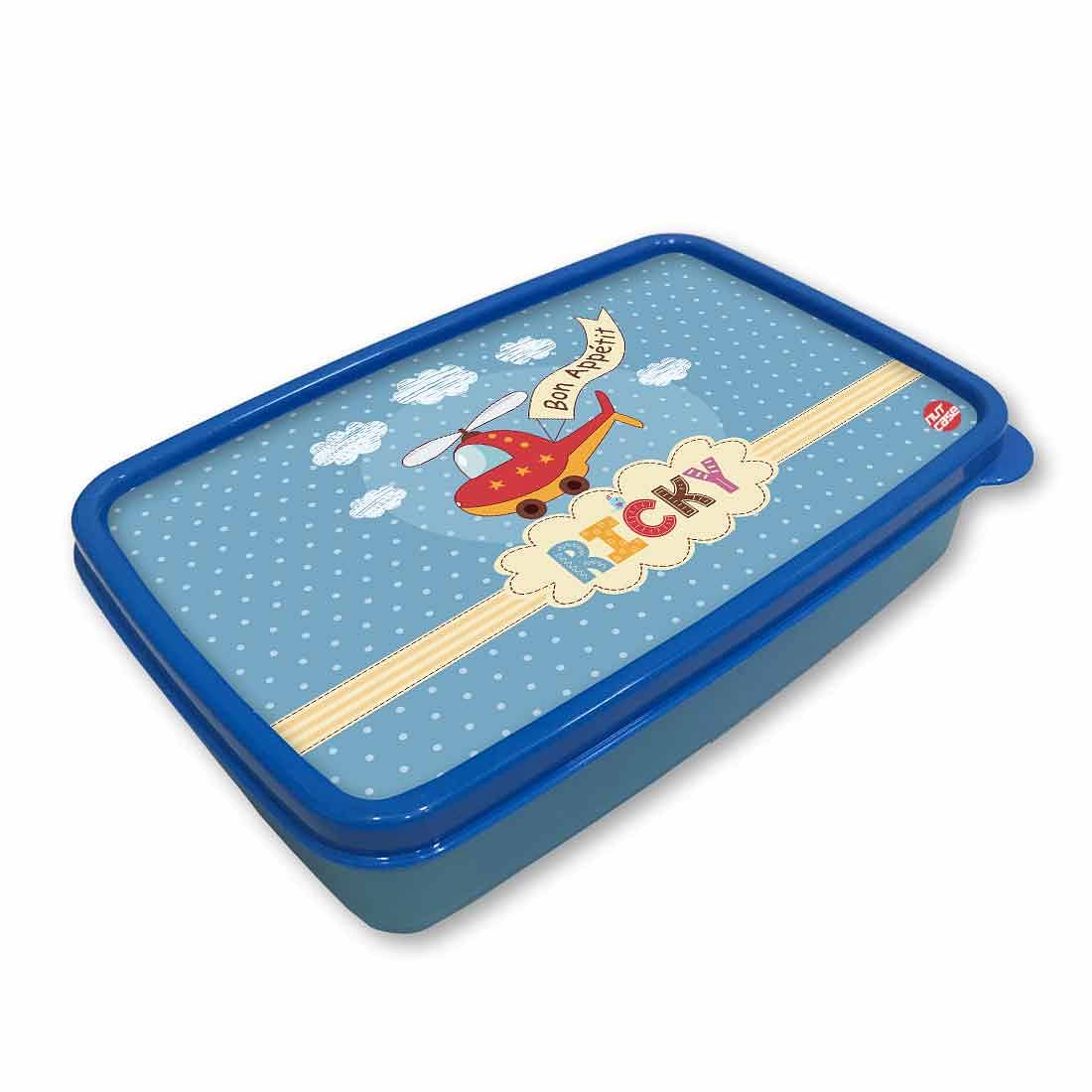 Custom Snack Containers Plastic Lunch Box for Boys - Helicopter & Clouds - Image 2