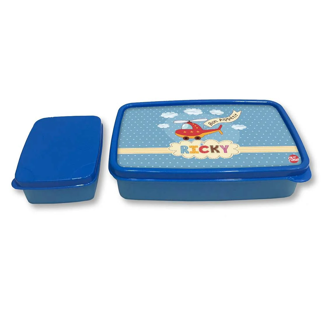 Custom Snack Containers Plastic Lunch Box for Boys - Helicopter & Clouds - Image 4