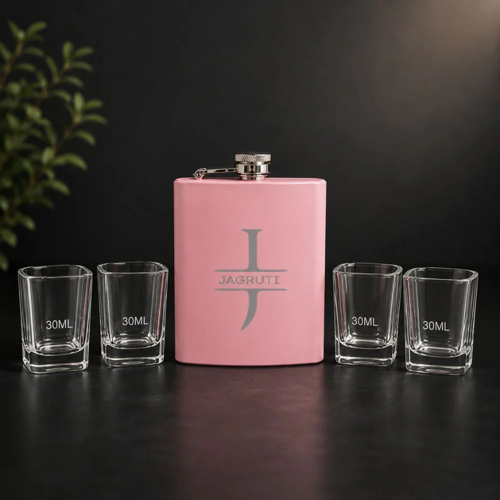 Stainless Steel Alcohol Flask for Women - Personalized 8oz Pink Hip Flask - Image 4