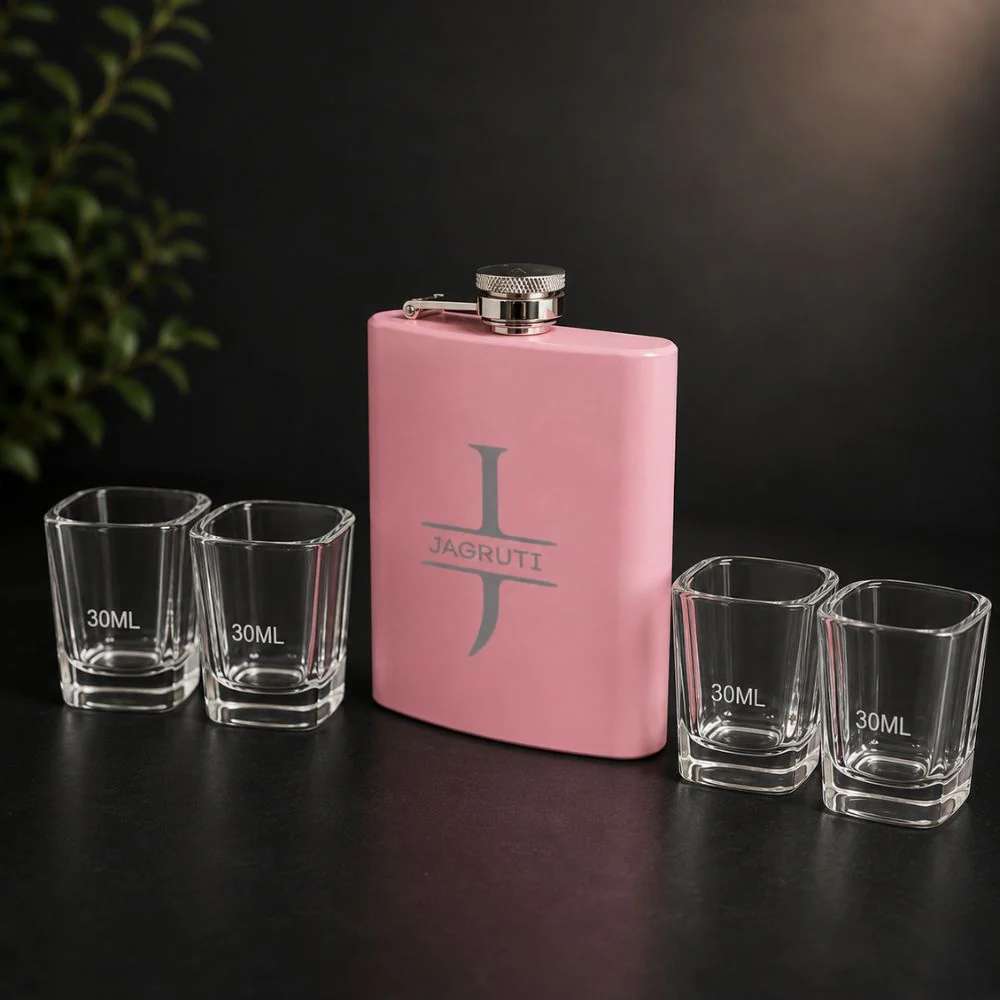 Stainless Steel Alcohol Flask for Women - Personalized 8oz Pink Hip Flask - Image 5