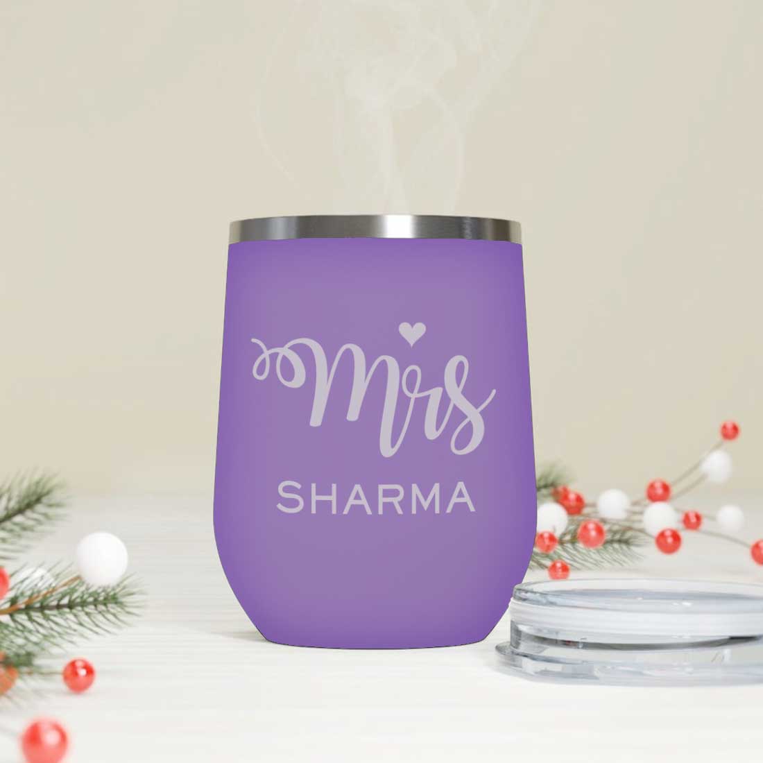 Engraved Personalized Stainless Steel Coffee Tumbler With Lid - Mrs - Image 11