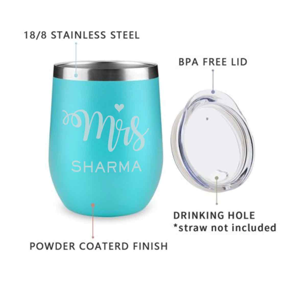Engraved Personalized Stainless Steel Coffee Tumbler With Lid - Mrs - Image 18