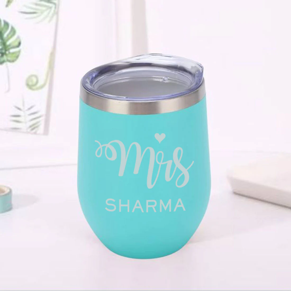 Engraved Personalized Stainless Steel Coffee Tumbler With Lid - Mrs - Image 21