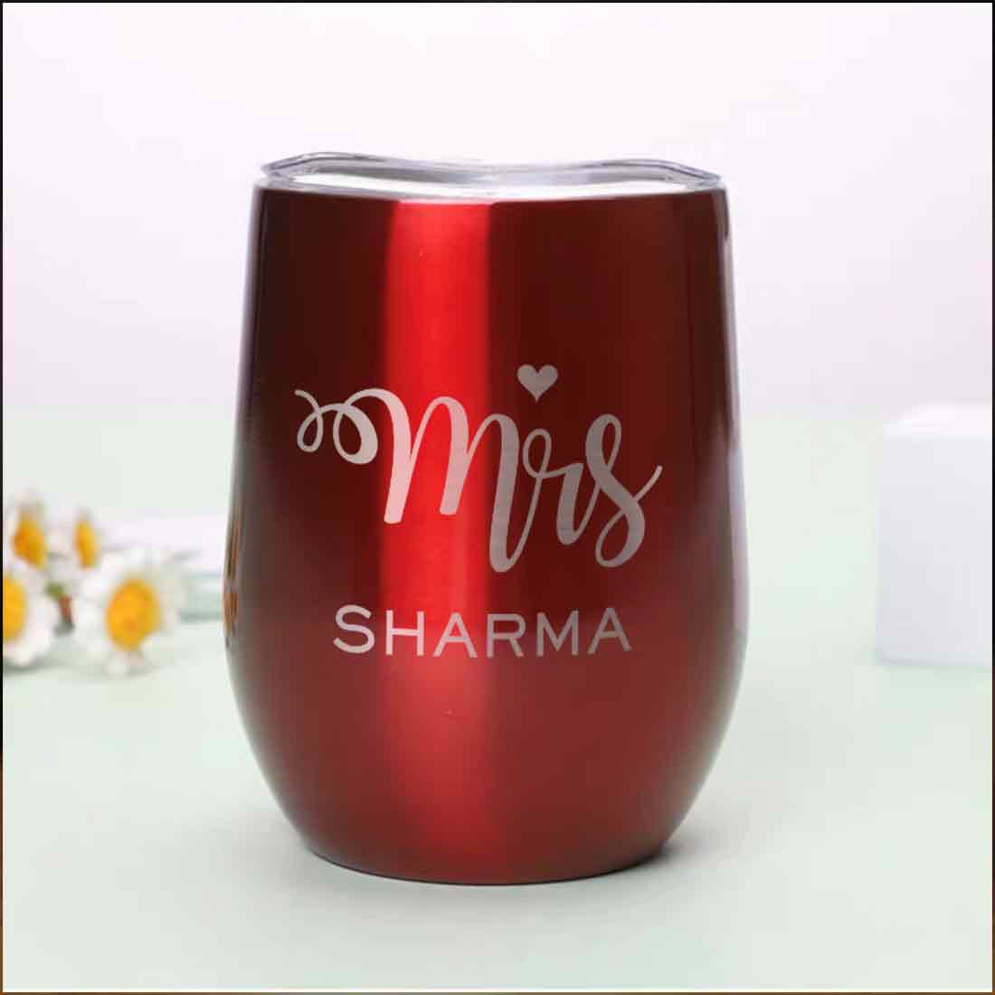 Engraved Personalized Stainless Steel Coffee Tumbler With Lid - Mrs - Image 23