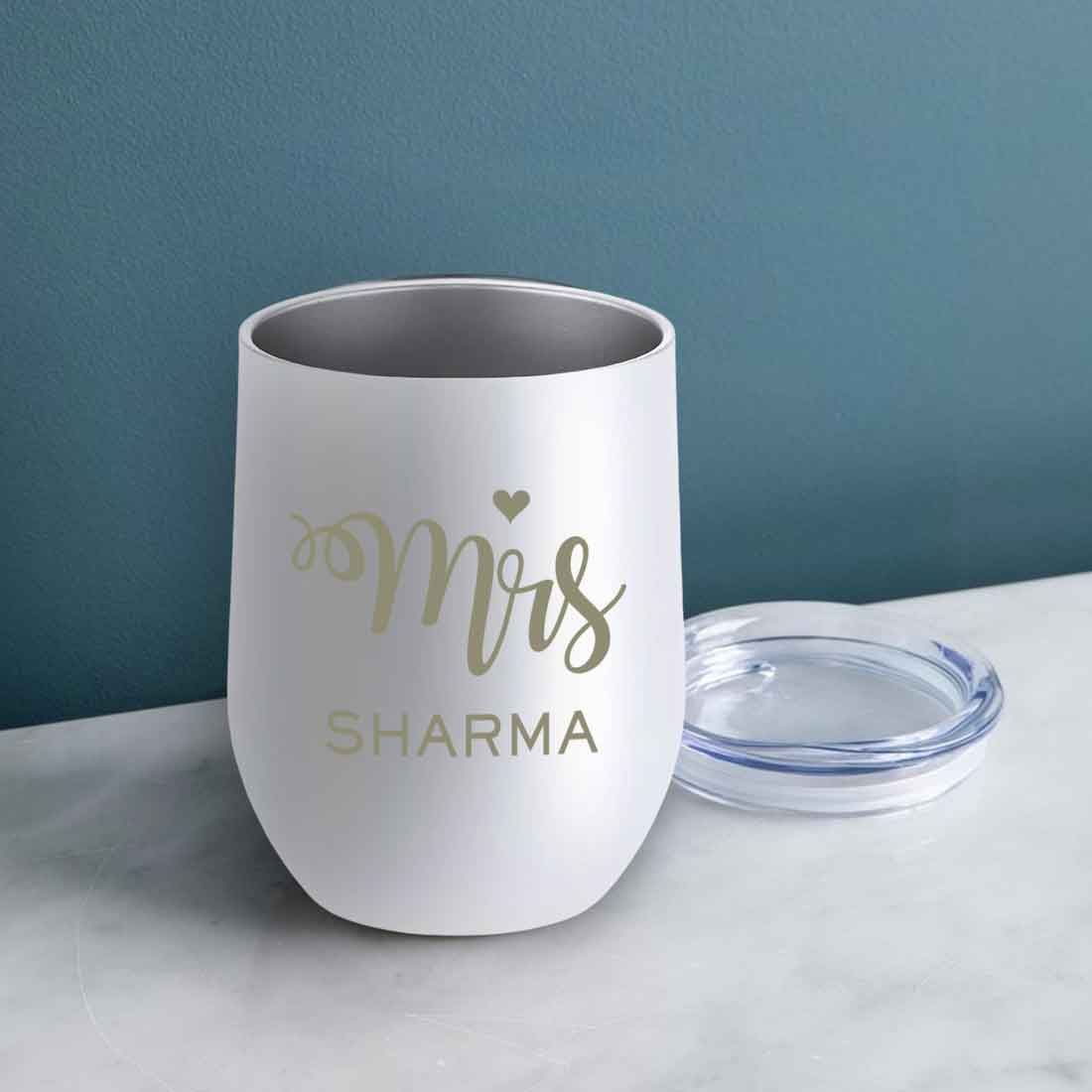 Engraved Personalized Stainless Steel Coffee Tumbler With Lid - Mrs - Image 32