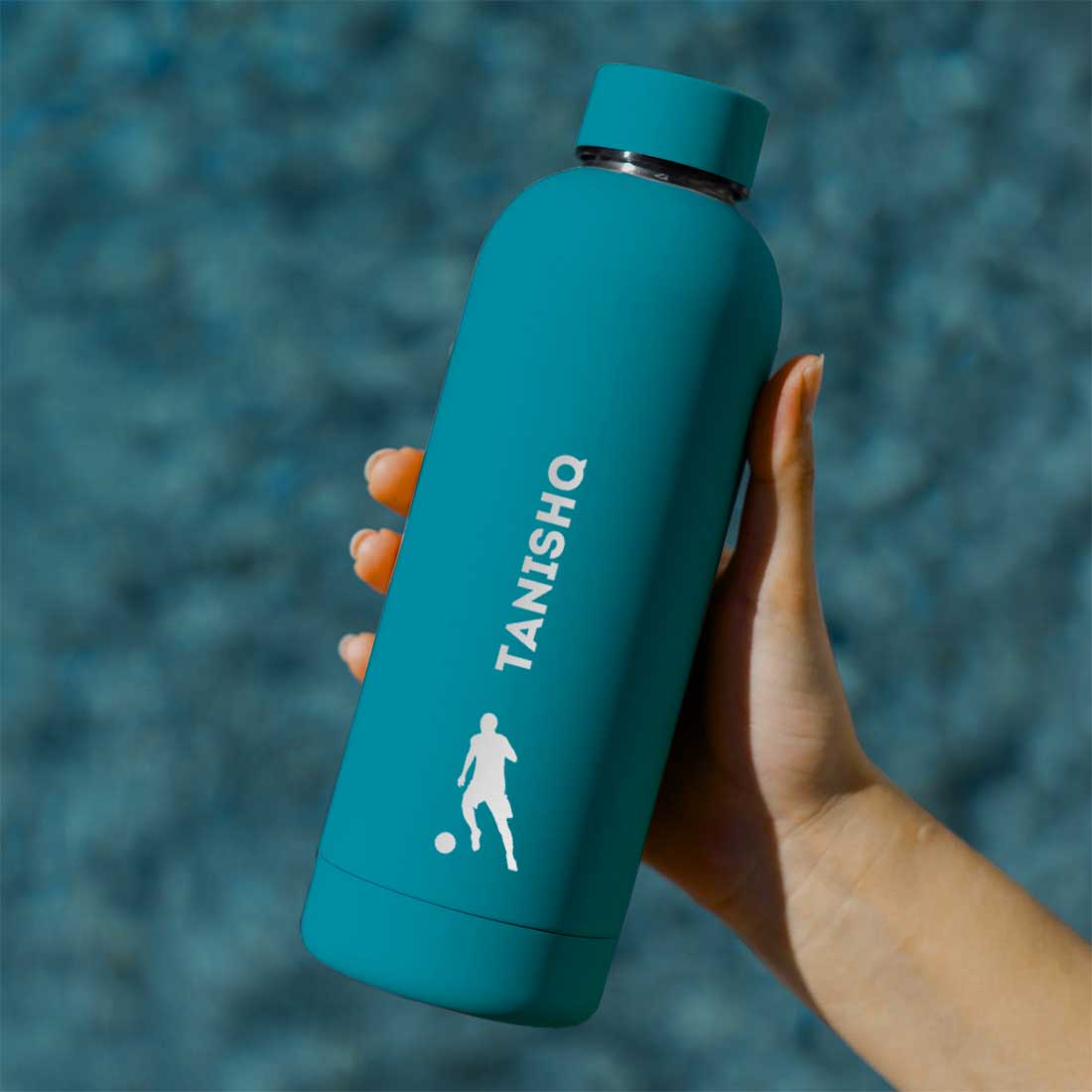 Stainless Steel Insulated Water Bottle with Name 500ML Water Bottles for Sports - BPA Free, Leakproof - Football - Image 2