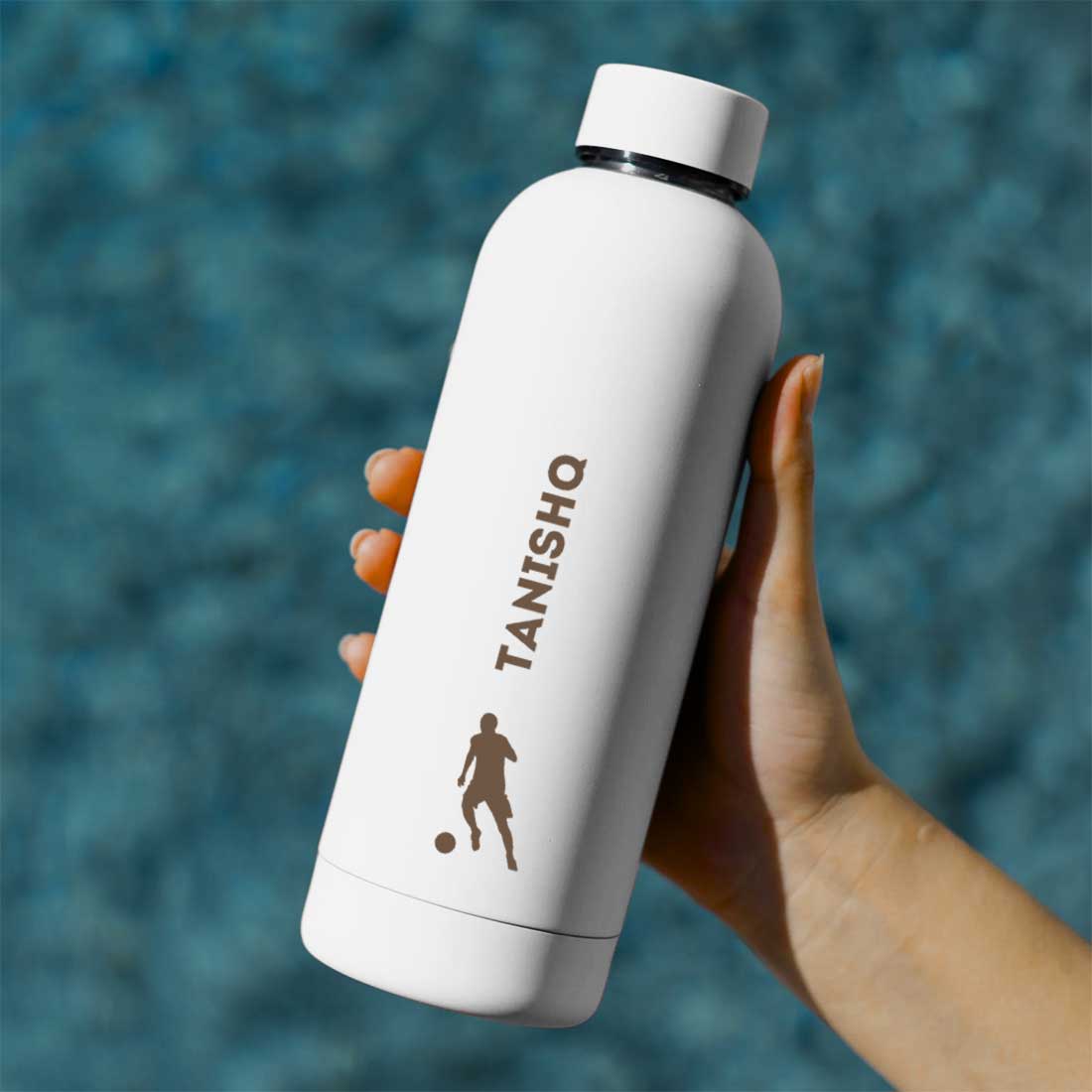 Stainless Steel Insulated Water Bottle with Name 500ML Water Bottles for Sports - BPA Free, Leakproof - Football - Image 3