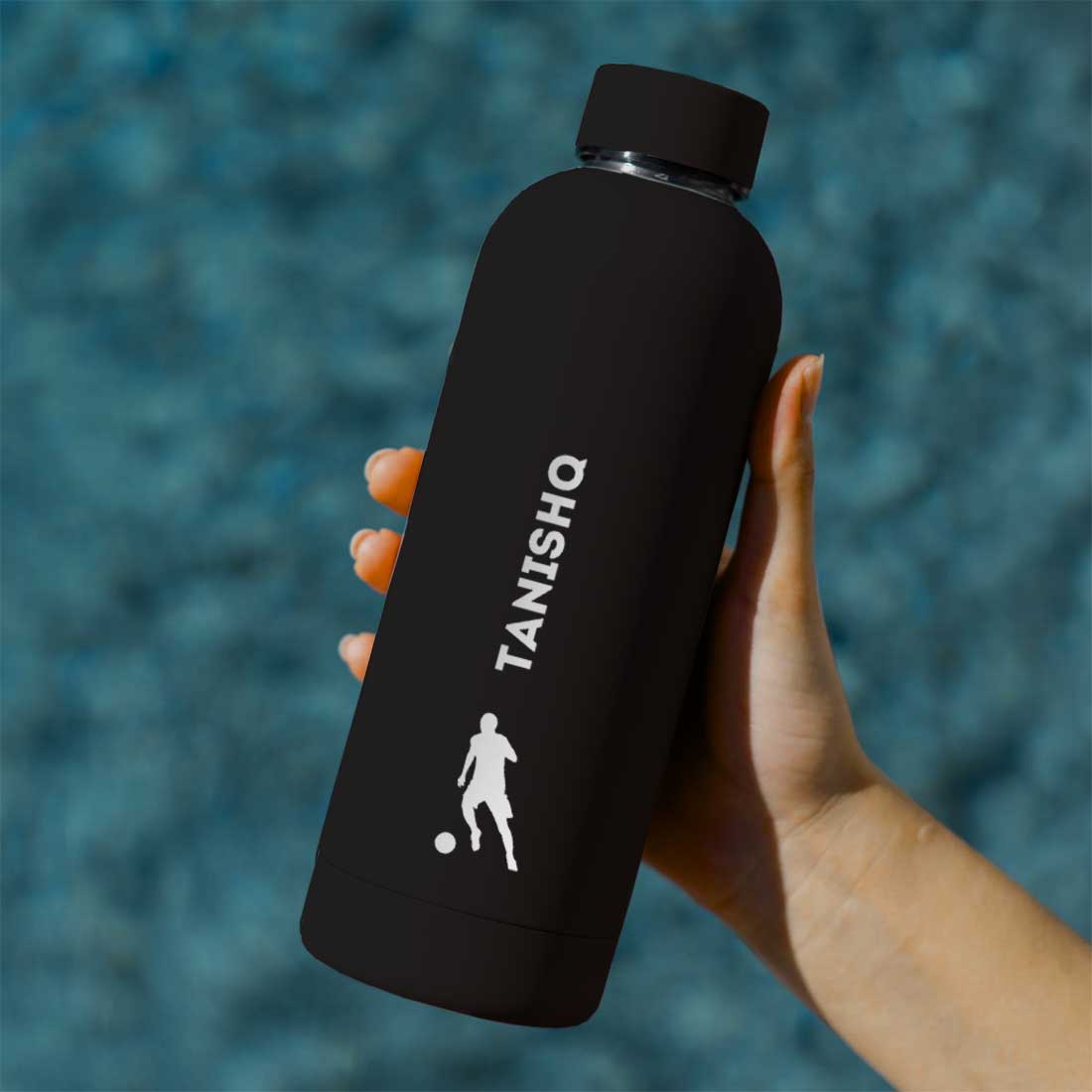 Stainless Steel Insulated Water Bottle with Name 500ML Water Bottles for Sports - BPA Free, Leakproof - Football - Image 4