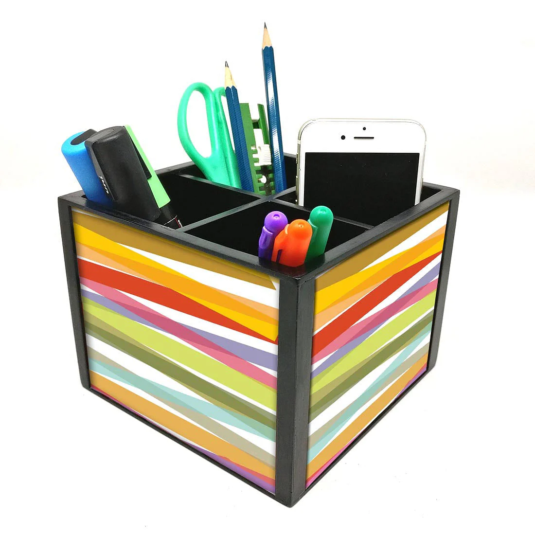Desk Organizer For Stationery - Colorful Strips