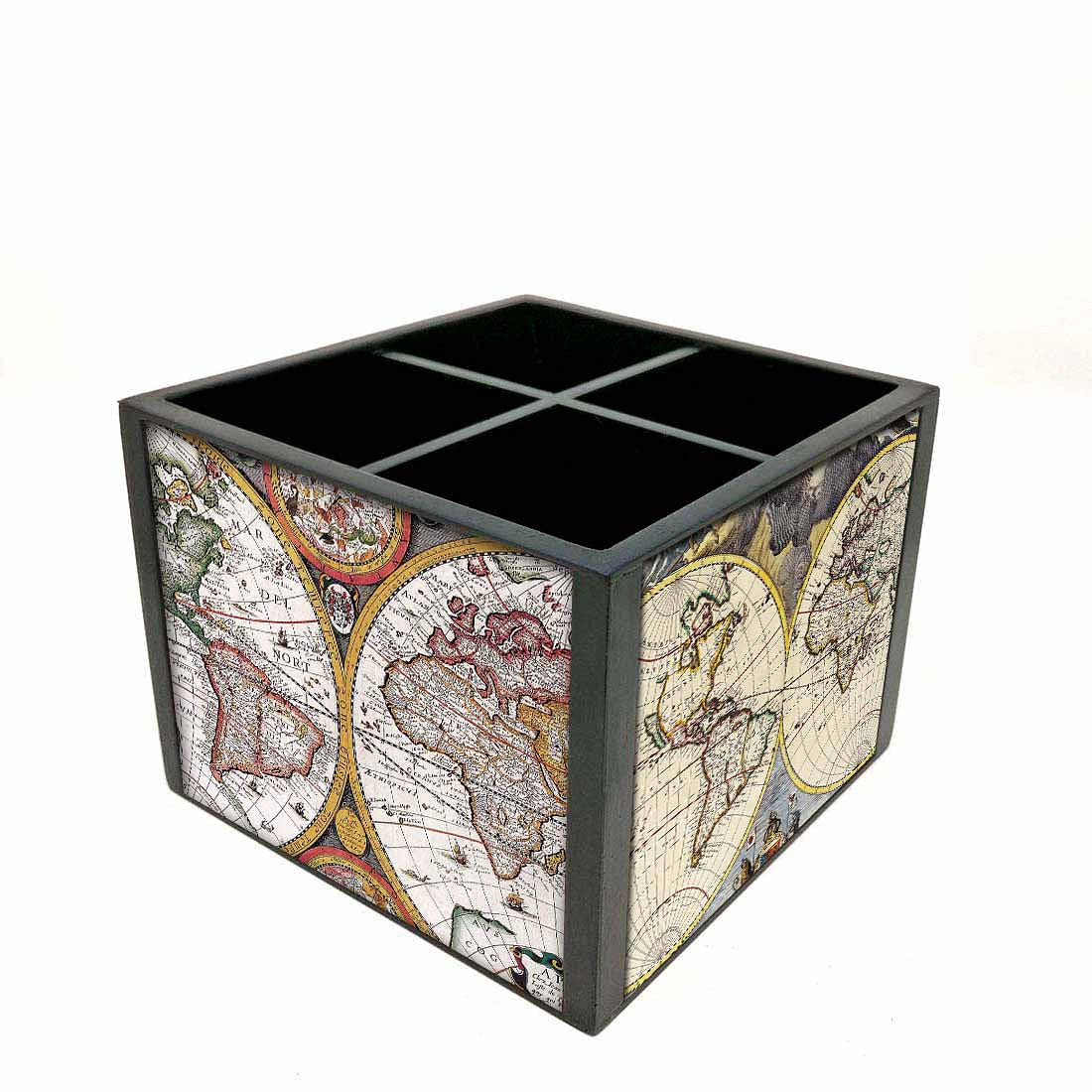 Desk Organizer For Stationery - Vintage Map