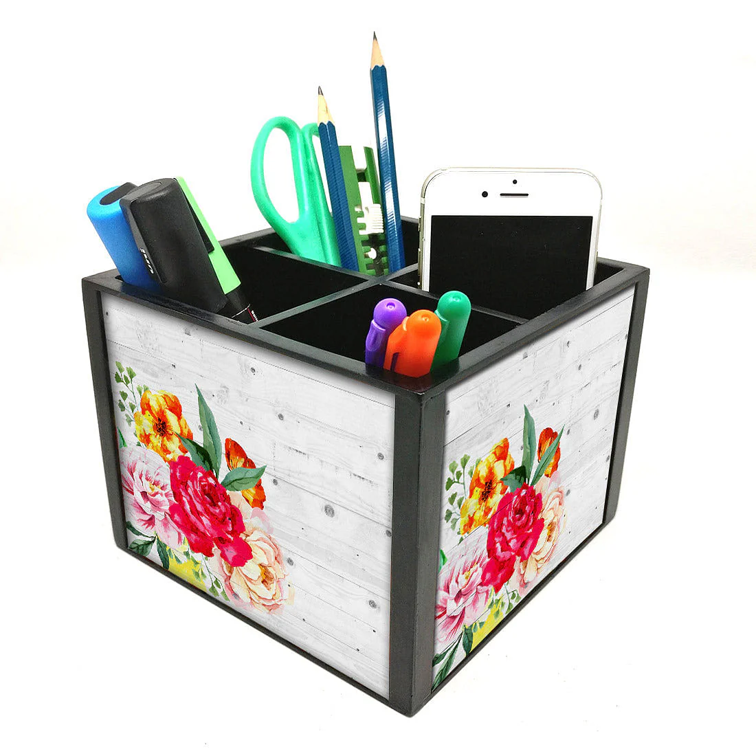 Desk Organizer For Stationery - Vintage Flower