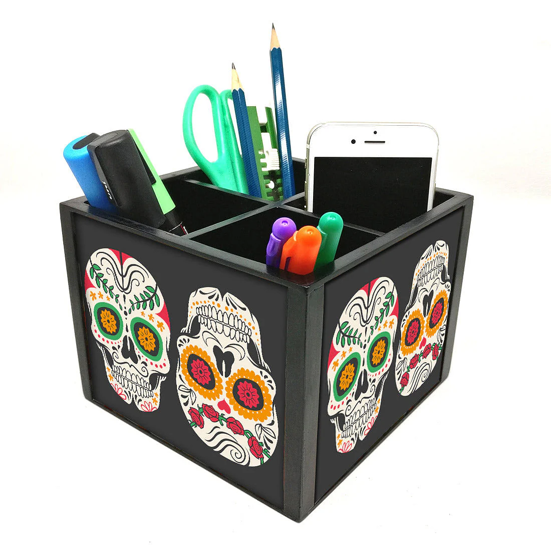 Desk Organizer For Stationery - Skull Black