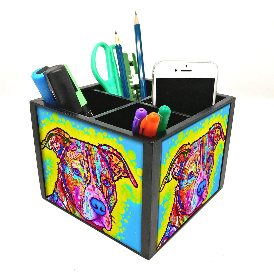 Desk Organizer For Stationery - Pop Art Dog Yellow