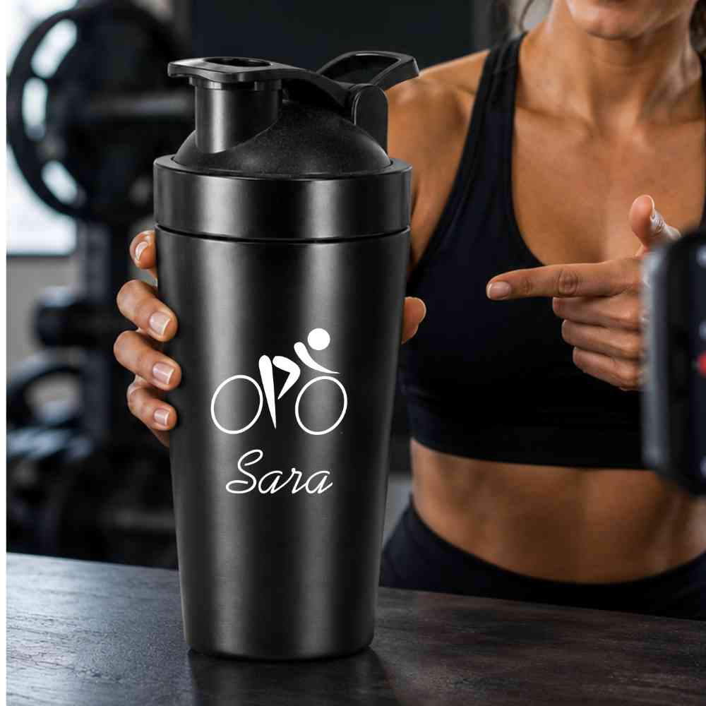 Personalized Protein Steel Shaker for Gym Workout Custom Shake Mixer with Whisk Ball - Image 2